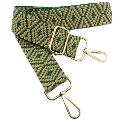 Image de Bandouliere de Rechange Reglable Vert Foncé, Sangle Sac a Main Remplacement, Universelles mit Boucle Dore pour Femme à Main, Bandoulière Accessoires, 01