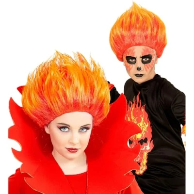 Image de Widmann Perruque flammes de feu unisex child, rouge, taille unique, vd wdm74592
