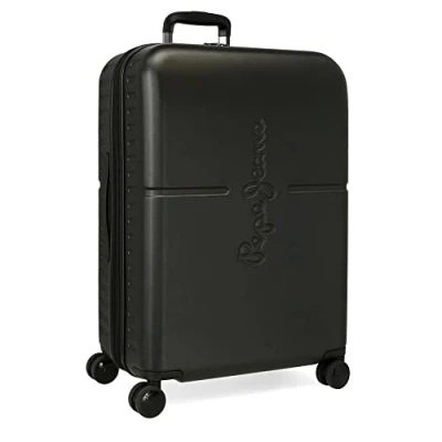 Image de Pepe Jeans Highlight Valise moyenne noire 48 x 70 28 cm rigide ABS fermeture TSA intégrée 79 L 4,32 kg 4 roulettes doubles extensibles