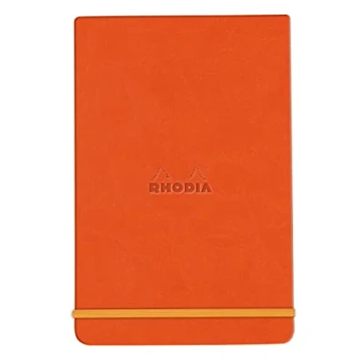 Image de RHODIA 194368C Carnet Rigide Webnotepad Tangerine 9 x 14 cm Ligné 192 pages Détachables Papier Clairefontaine Ivoire 90 g/m² Marque Page, Fermeture Élastique Couverture Simili Cuir