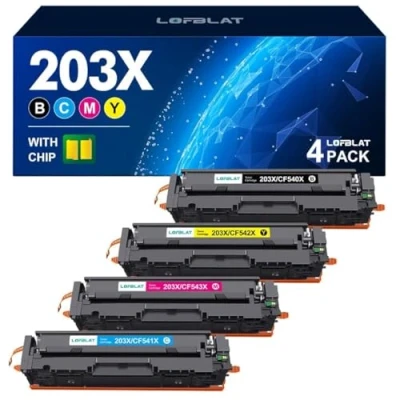 Image de LOFBLAT 203X Cartouche de Toner pour HP 203A CF540X CF540A Color Laserjet Pro MFP M281fdw M281fdn M281cdw M280nw M254dw M254dn (Noir Cyan Magenta Jaune, Pack 4)