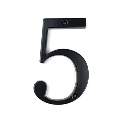 Image de HASWARE Plaque de numéro maison 4 pouces (10 cm) Numéros porte modernes signalisation d&#039;adresse la en alliage zinc (5, Noir)