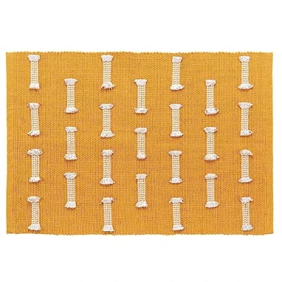 Image de douceur d&#039;intérieur, Tapis Rectangle (50 x 80 cm) Juline Jaune, Coton Tissé Uni et Fils Coupés