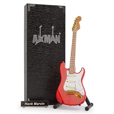 Image de Réplique de guitare miniature Hank Marvin (The Shadows) Cadeaux musicaux Fait à la main Échelle 1/4 Comprend une boîte présentation, étiquette nom et un support