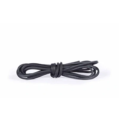 Image de Kaps Leather Laces, lacets de bottes en cuir qualité 100% véritable, fabriqués Europe (120cm 48 pouces 6 à 8 paires d&#039;oeillets / 91 Noir)
