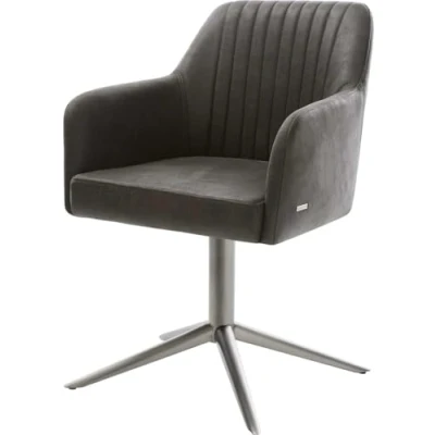 Image de chaise pivotante Greg Flex microvelours anthracite vintage pied de 4 branches grafiete pivotement sur 360 fonction bascule ressorts ensachés