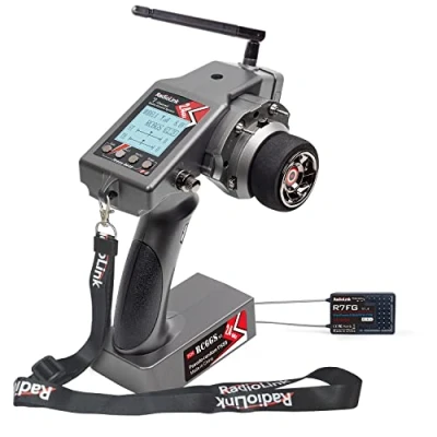 Image de Radiolink RC6GS V3 rc Émetteur Radiocommande à 7 Canaux avec Récepteur Gyroscopique R7FG, Télémétrie de Tension, 2,4 GHz pour Chenille, Buggy, Voiture Dérivante, Bateau, Char, Robot, etc