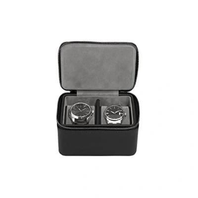 Image de Stackers Double boîte à montres zippée noire (Pebble Black)