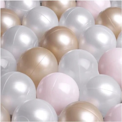 Image de MISIOO Lot de 150 Balles pour piscine à Diamètre : 6 cm en plastique fabriquées 100 % polyéthylène basse densité Jouet bébé Rose clair/perle/doré