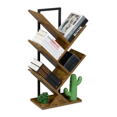 Image de Relaxdays Petite bibliothèque prenant la Forme d&#039;un Arbre, Plusieurs Branches, HLP : 71 x 40 21,5 cm, Marron et Noir