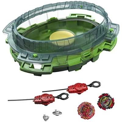 Image de Beyblade Burst QuadDrive Set de Combat Interstellar Drop, arène Beystadium, 2 toupies et lanceurs, à partir 8 Ans