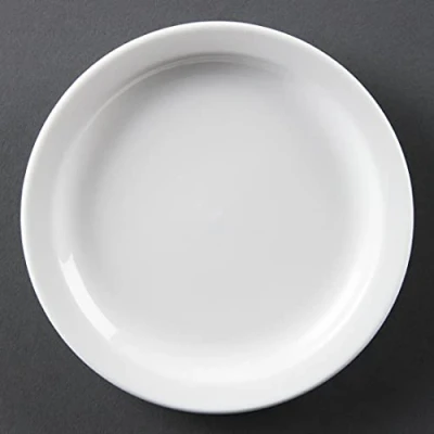 Image de Olympia Whiteware Assiettes de Service à Rebord Étroit en Porcelaine Blanche 150mm Vaisselle Entièrement Vitrifiée Paquet 12