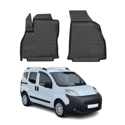 Image de Tapis de Sol Compatible avec Peugeot Bipper 2008 2021 1ère rangée Caoutchouc TPE 3D Noir 2X