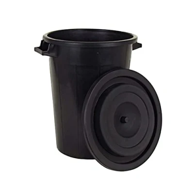 Image de Spetebo Plastique Poubelle universelle avec couvercle et 2 poignées 100 l Noir