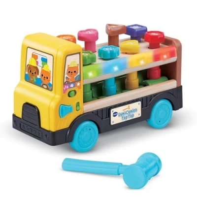 Image de VTech Lumi Camion Tap Tap, Enfant Parlant et Musical Partiellement en Bois, Jouet d&#039;Éveil de Motricité Interactif Lumineux, Cadeau Bébé Dès 18 Mois Contenu Français