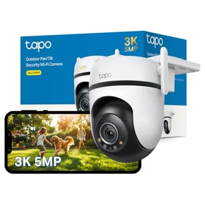 Image de Tapo C530WS Caméra de sécurité extérieure Pan/Tilt 3K 5MP WiFi 360 Vision Suivi Mouvement Pas Frais mensuels Détection AI Nocturne Couleur Starlight IP66 Fonctionne