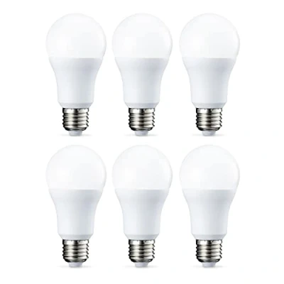 Image de Amazon Basics Lot de 6 ampoules LED Culot Edison à vis E27 10 W (équivalent 75 W) Blanc froid Intensité non variable
