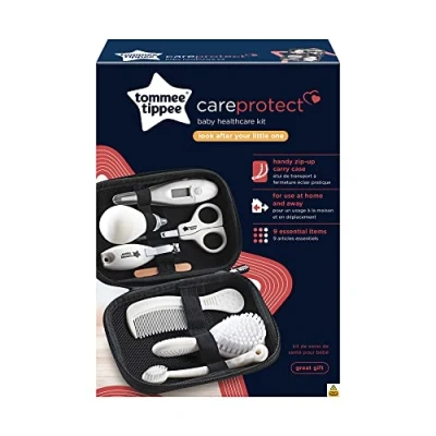 Image de Tommee Tippee Kit de Soins pour Bébé, 9 Articles Essentiels Prendre Soin d&#039;un Nouveau Né, Trousse Voyage Étanche et Facile à Nettoyer, Design peut varier