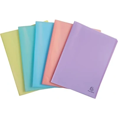 Image de Exacompta Réf. 88370E 1 Protège documents Chromaline Pastel 30 pochettes cristal lisse 60 vues pour A4 dim 24 x 32 cm couverture en polypro recyclé translucide 5 couleurs aléatoires