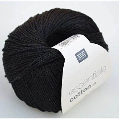 Image de Rico Design Essentials Cotton DK Noir, 100% coton, double