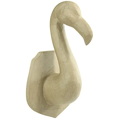 Image de Décopatch SA187C Un support en papier brun mâché 13,5x15,7x26,9 cm, Trophée flamand rose