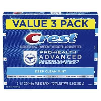 Image de Crest Pro Health Advanced Deep Clean Lot de 3 dentifrices à la menthe 432 g