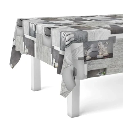 Image de Martina Home Zen Stones Nappe en Toile Cirée Ronde Unique 140 cm