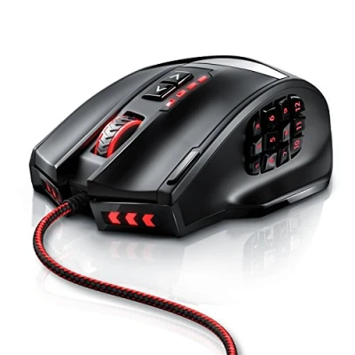 Image de Titanwolf 16000 dpi Souris Laser de Gaming 18 Touches Haute précision Éclairage LED configurable Technologie capteurs Avago MMO Logiciel Inclus programmables
