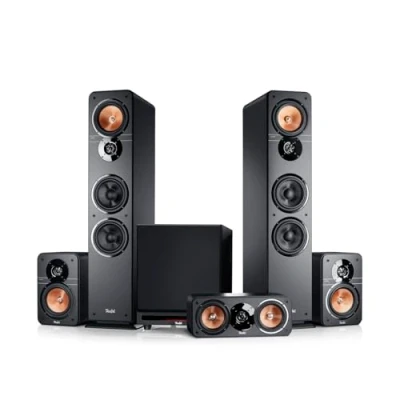 Image de Teufel Ensemble Ultima 40 Surround Power Edition 5.1 Enceinte Home cinéma système Audio avec énorme caisson de Basses (contrôlable sans Fil en Option), Bass Reflex, 3 Voies Noir