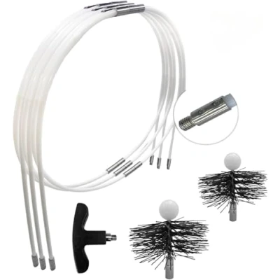 Image de SHAFFER PRO kit de ramonage poêle à Bois et Pellet 9 mètres hérisson 120 mm 150 EASYFLEX 16 Cannes Flexible