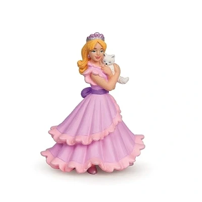 Image de Papo Figurines A Collectionner Princesse Avec Un Chat Rose Monde Enchanté Multicolore Convient Aux Filles Et Garçons Enfants Partir De 3 Ans
