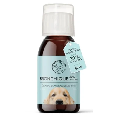 Image de Annimally Bronchial Liquid pour Chiens I Plus 100ml Sirop Les Voies respiratoires des Riche en thym, échinacée, Sauge et 9 Autres Herbes la Respiration