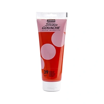 Image de Pébéo Peinture Gouache 220ml Tube de Qualité Fine Idéal Travaux Étude 1 220 ml Vermillon 270 039