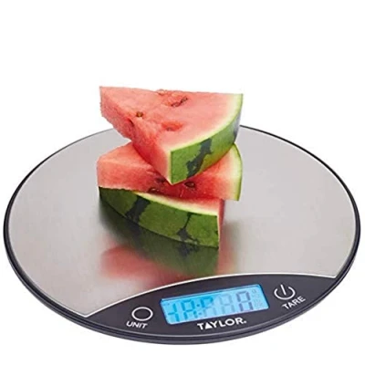 Image de Taylor Pro Balances de Cuisine Numériques, Compactes Ultra Fines Standard Professionnel avec Fonction Tare et Précision, Finition en Acier Inoxydable Brossé, 5 kg Capacité