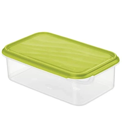 Image de Rotho Rondo Boîte pour aliments frais 1,5 l avec couvercle, Plastique (PP) sans BPA, transparent/vert, 1.5l (24.0 x 16.0 7.5 cm)