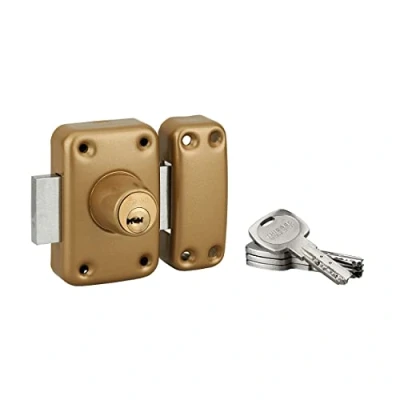 Image de THIRARD 00047620 Verrous de Porte D&#039;Entrée Vitrée Transit 2 À cylindre double 60 mm Coffre et Gâche en acier embouti Type verrou : 60mm 2, Doré