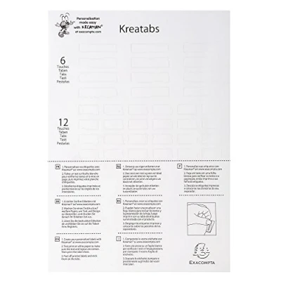 Image de Exacompta Réf. 3212E Intercalaires en carte blanche 160g/m2 FSC® Kreatabs avec 12 onglets personnalisables couleur planche d&#039;étiquettes autocollantes imprimables Format à classer A4