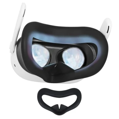 Image de YipuVR Masque en Silicone VR pour Meta Quest 3S, Anti Transpiration et lumière, Texture Douce, Casque 3S (Noir)