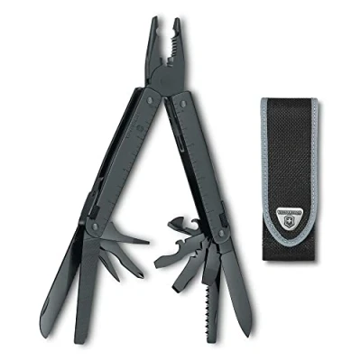 Image de Victorinox Swiss Tool Spirit Bs, Couteau de Poche Suisse, Multitool, Multifonction 29 Fonctions, Lame Fixe, Etui, Noir