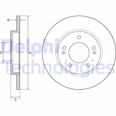 Image de DELPHI BG4949C Disque de frein 272 10 5 plein revêtu à haute teneur en carbone sans roulement roue, bague ABS HYUNDAI: i30 III 3/5 portes