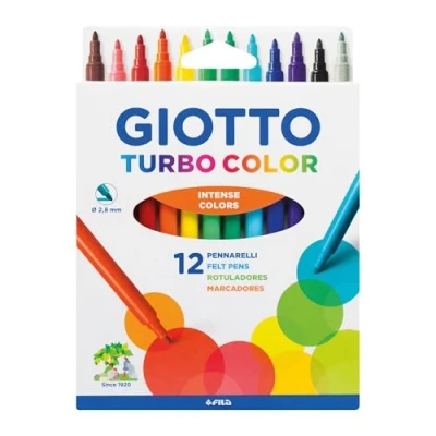 Image de Giotto 71400 Turbo Colouring Fine Tip Pens, Box of 12, Intense Vibrant Colours