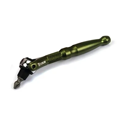 Image de Titan Tools 11325 Tournevis à micro cliquet tête pivotante 1/4&quot; x 10,2 cm Vert