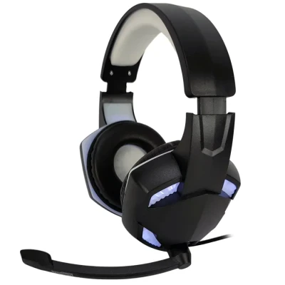 Image de Casque Pro Gamer Amstrad Basic AMS H555 blanc avec Rétroéclairage LED 40mm Power Bass micro intégré, réglage volume Neuf