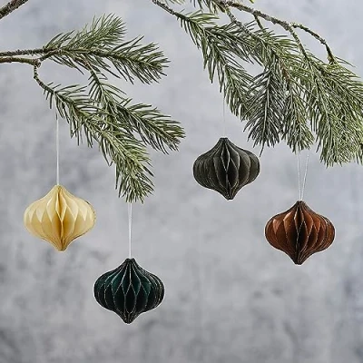 Image de Ginger Ray Lot de 4 décorations pour Sapin Noël, 3D Paper Honeycomb Hanging