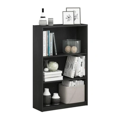 Image de Furinno Bibliothèques, Bois, Noir, Taille Unique, dense, One Size, 3 niveaux