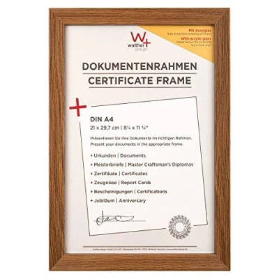 Image de walther design Fiorito EFX130P Cadre Photo en Bois avec Verre Synthétique et Passe Partout, 21 x 29,7 cm (Format A4), Chêne Foncé
