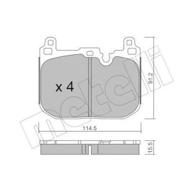 Image de METELLI 22 1015 4 Jeu de plaquettes frein préparé pour indicateur d&#039;usure MINI: 3/5 portes, Clubman, Countryman, BMW: 1 X2