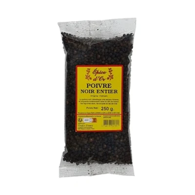 Image de Poivre Noir Entier 250g Epice d&#039;Or, 100% Naturel, En Grain, Végan, Sans Additifs ni Conservateurs Pour Une Saveur Authentique