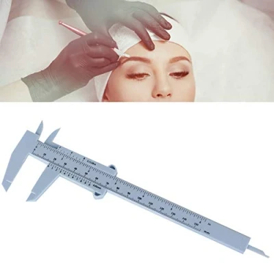Image de Règle De Pochoir À Sourcils, Pied Coulisse Réutilisable Pour Mesurer Les Positionnement Permanente Des Sourcils Maquillage, Cosmétique, Mesure 150 mm