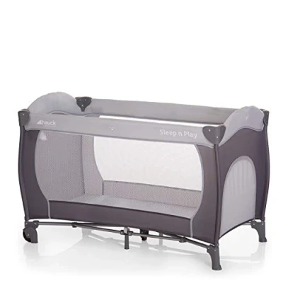 Image de hauck Lit Parapluie Sleep N Play Go Plus 120 x 60 cm Pour Nouveau Né Jusqu&#039;à 15 kg Avec Roulettes et Accès Latéral, Sac de Transport Stone